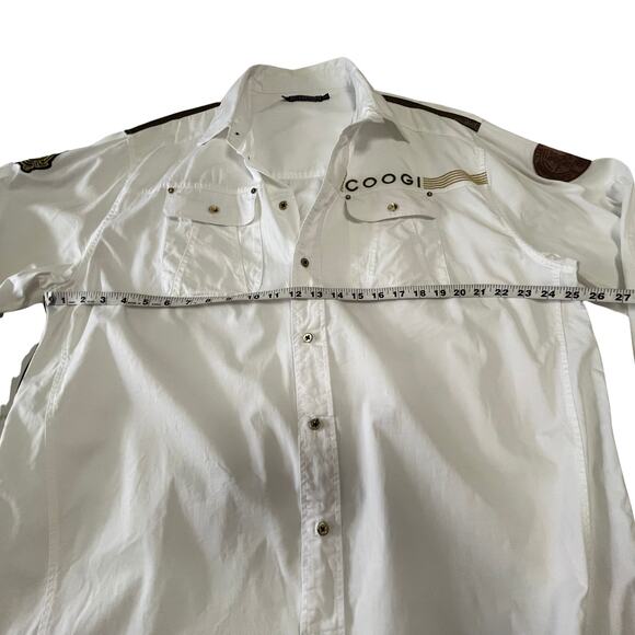 Coogi Australia XXL Men's White Gold Stripe Captain's Button Down Boating Shirt - Picture 4 of 9